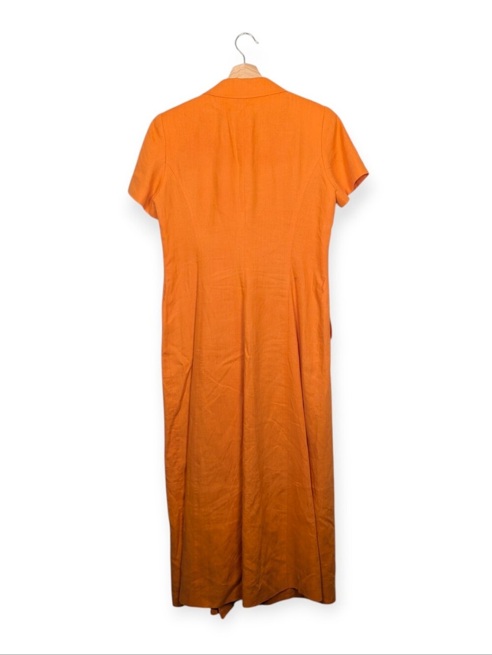 Rickie Freeman for Teri Jon Orange Linen Double Breasted Midi Dress Size 8 - Picture 3 of 9